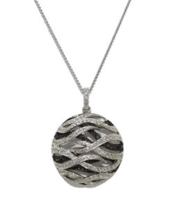 Original Collar de Oro Blanco de 18k con Diamantes Blancos y Negros de 1.06cts