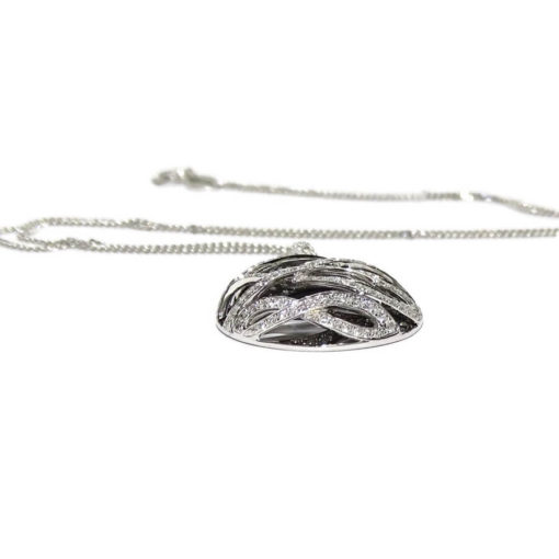 Original Collar de Oro Blanco de 18k con Diamantes Blancos y Negros de 1.06cts - Imagen 5