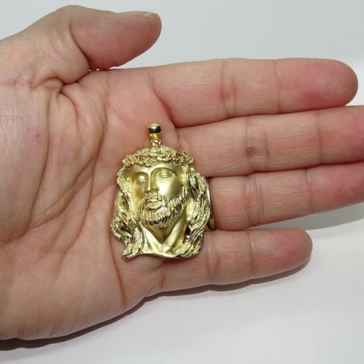 Cara de Cristo muy grande de oro amarillo de 18k - Imagen 2