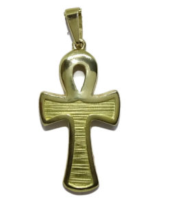 Cruz de la Vida de Oro Amarillo de 18k Mate y Brillo. 4.00gr
