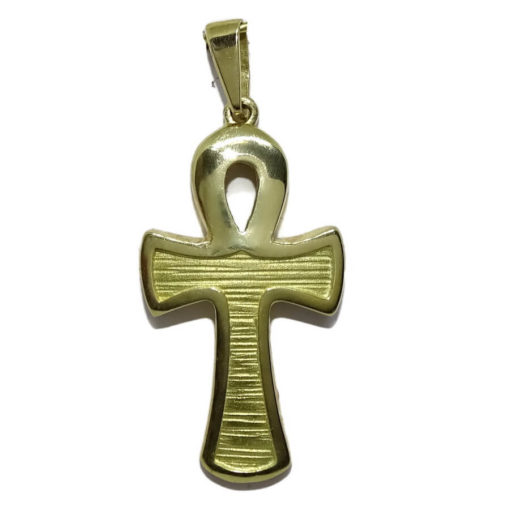 Cruz de la Vida de Oro Amarillo de 18k Mate y Brillo. 4.00gr