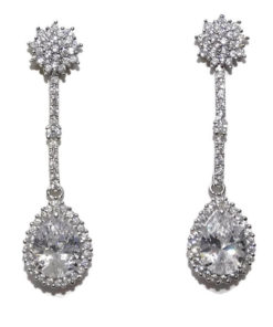 Pendientes de oro blanco de 18k desmontables con circonitas.