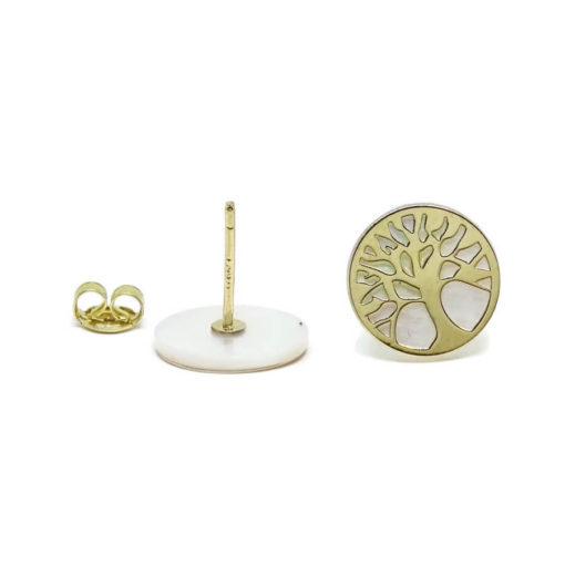 Pendientes árbol de la vida en oro amarillo de 18k con náca - Imagen 3