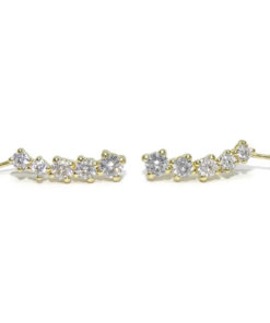 Pendiente trepador de oro amarillo 18k con 10 circonitas blancas