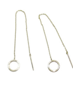 Pendientes de oro amarillo de 18k con pasador y cadena mini forzada. 11.00cm de largos