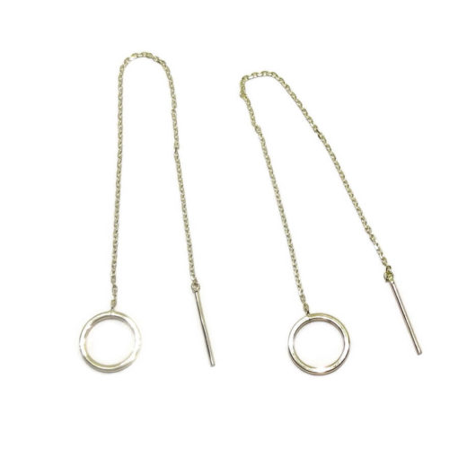 Pendientes de oro amarillo de 18k con pasador y cadena mini forzada. 11.00cm de largos