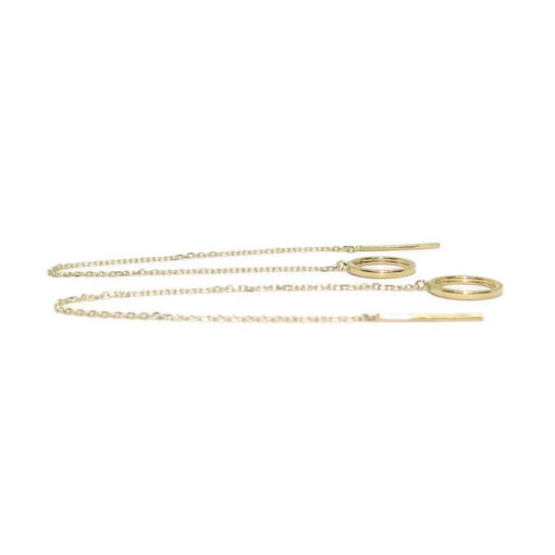 Pendientes de oro amarillo de 18k con pasador y cadena mini forzada. 11.00cm de largos - Imagen 6