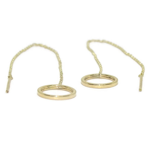 Pendientes de oro amarillo de 18k con pasador y cadena mini forzada. 11.00cm de largos - Imagen 5