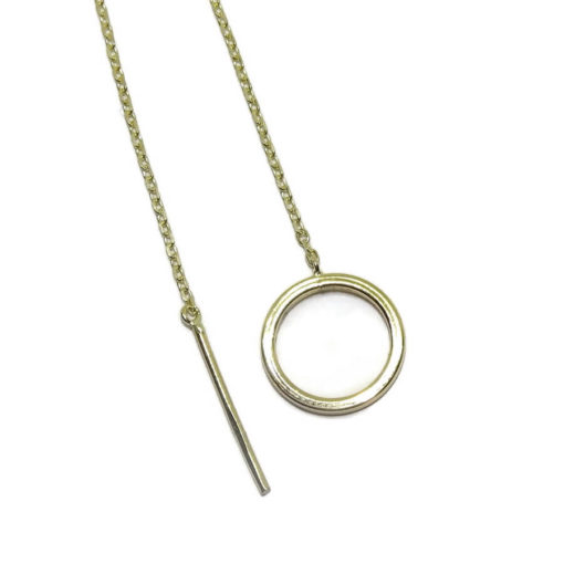 Pendientes de oro amarillo de 18k con pasador y cadena mini forzada. 11.00cm de largos - Imagen 4