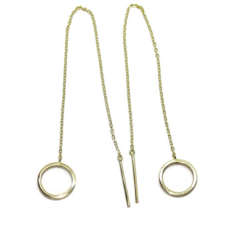Pendientes de oro amarillo de 18k con pasador y cadena mini forzada. 11.00cm de largos - Imagen 3