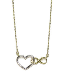 Collar de oro amarillo de 18k corazón e infinito.