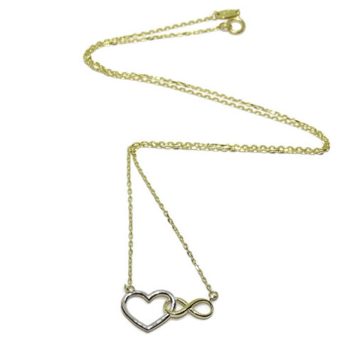 Collar de oro amarillo de 18k corazón e infinito. - Imagen 4