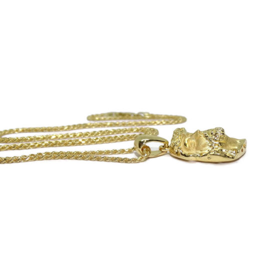 Cara de Cristo pequeña de Oro Amarillo de 18k con cordón salomónico macizo todo oro 18k - Imagen 8