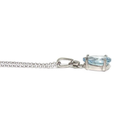 Colgante de Oro Blanco de 18k con Diamante y topacio Azul - Imagen 6