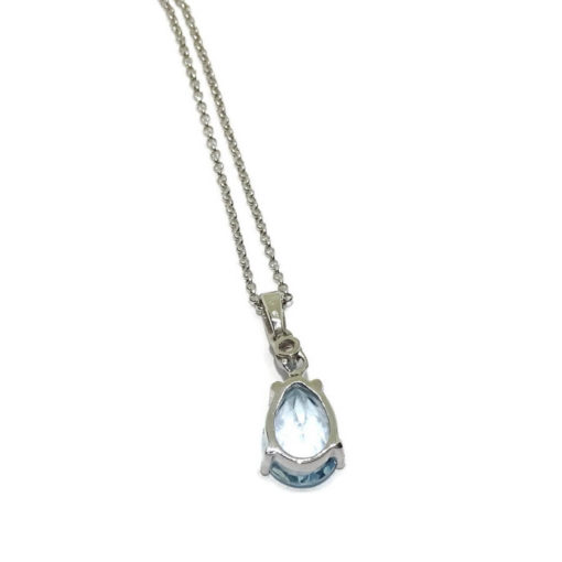 Colgante de Oro Blanco de 18k con Diamante y topacio Azul - Imagen 5