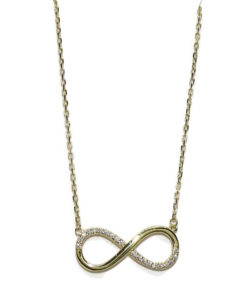 Collar de Oro de 18k de Infinito y 20 circonitas, largo 42.00cm