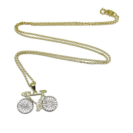 Colgante de bicicleta de oro amarillo y oro blanco - Imagen 3