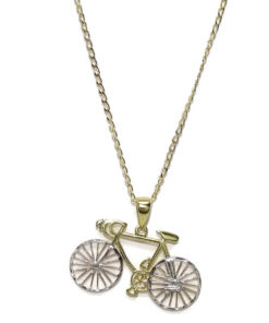 Colgante de bicicleta de oro amarillo y oro blanco