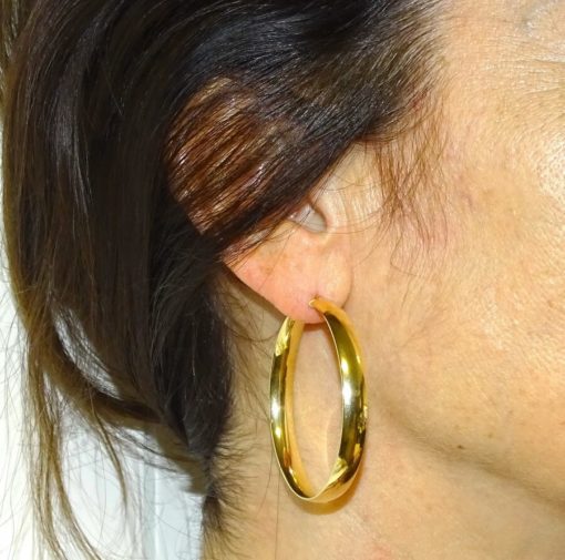 Pendientes aros muy grandes de oro amarillo de 18k de 6mm de anchos - Imagen 2