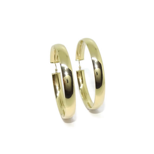 Pendientes aros muy grandes de oro amarillo de 18k de 6mm de anchos - Imagen 4