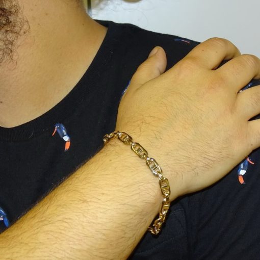 Pulsera de Oro Amarillo de 18k forzada con barra muy grande - Imagen 2