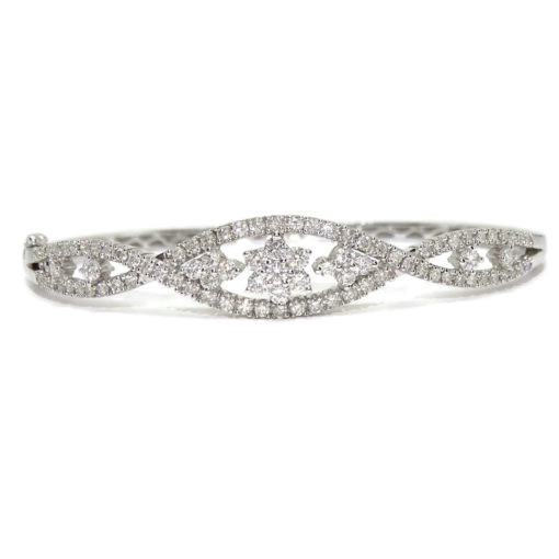 Pulsera rígida de Oro Blanco de 18k y 1.97cts de Diamantes