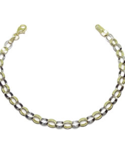 Pulsera bicolor de oro de 18k de 5mm de ancha y 18.50cm de larga
