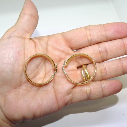 Aros medianos de oro amarillo de 18k de 6mm - Imagen 5