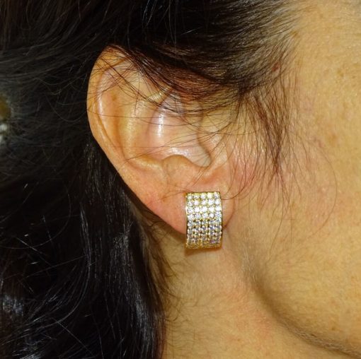 Pendientes para mujer de oro amarillo de 18k con circonitas grandes 4.80gr - Imagen 2