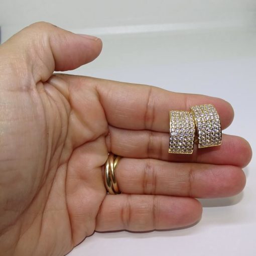 Pendientes para mujer de oro amarillo de 18k con circonitas grandes 4.80gr - Imagen 4
