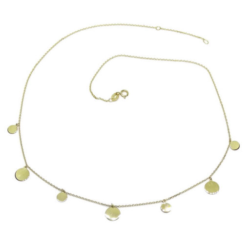 Collar de Oro Amarillo con Cadena Forzada y 7 círculos de Oro de 5 y 7mm - Imagen 5