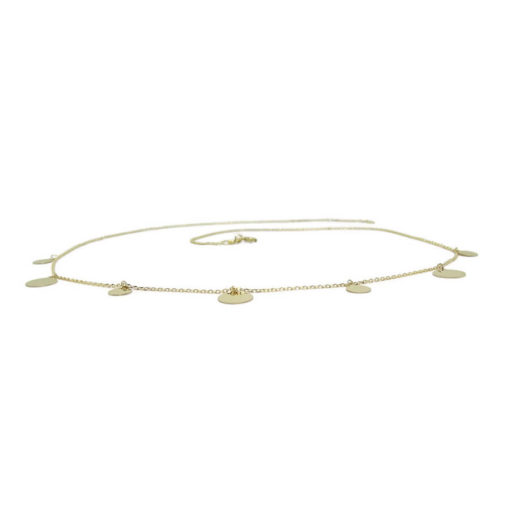 Collar de Oro Amarillo con Cadena Forzada y 7 círculos de Oro de 5 y 7mm - Imagen 3