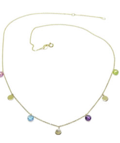 Collar de Oro Amarillo de 18k con círculos de Oro de 5mm y circonitas de Color