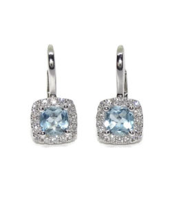 Pendientes oro blanco 0.79ct de topacios y 0.27cts de diamantes