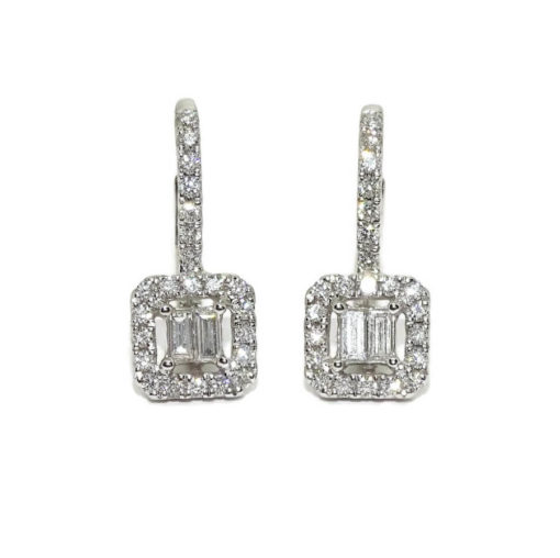 pendientes oro blanco de 18k con 0.52cts de diamantes cierre monaquela