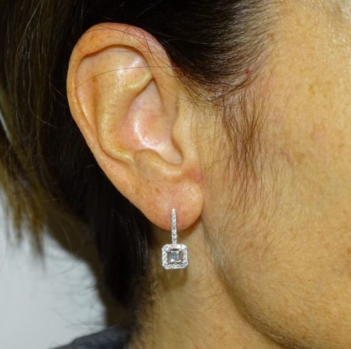 pendientes oro blanco de 18k con 0.52cts de diamantes cierre monaquela - Imagen 2