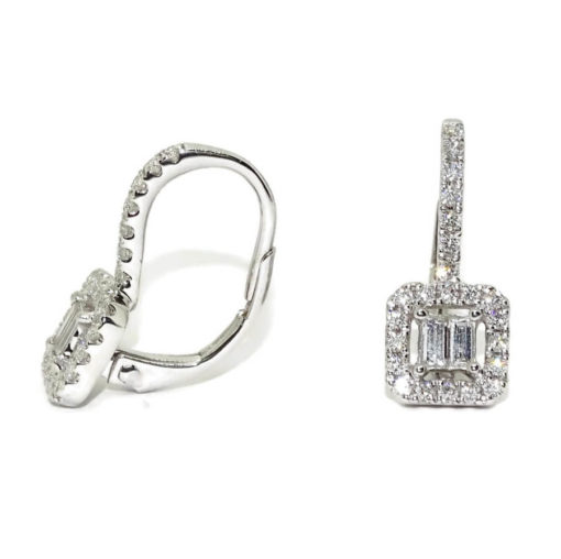 pendientes oro blanco de 18k con 0.52cts de diamantes cierre monaquela - Imagen 3