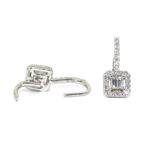 pendientes oro blanco de 18k con 0.52cts de diamantes cierre monaquela - Imagen 4