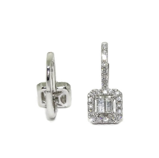 pendientes oro blanco de 18k con 0.52cts de diamantes cierre monaquela - Imagen 5