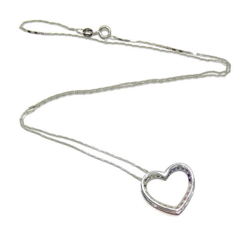 Colgante corazon Oro Blanco de 18k y 0.92cts zafiros de color - Imagen 7