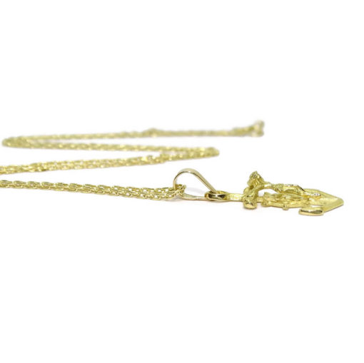 cruz marinera de oro amarillo de 18k con el cuerpo de Cristo y cadena forzada - Imagen 4