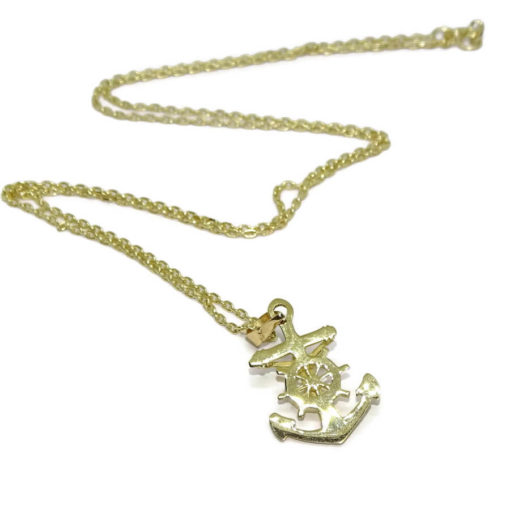 cruz marinera de oro amarillo de 18k con el cuerpo de Cristo y cadena forzada - Imagen 6