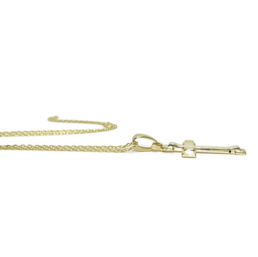 Cruz de Oro Amarillo de 18k Mate y Brillo Especial comunión con Cadena forzada de 50cm - Imagen 5