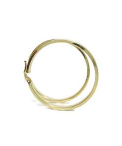 Aros grandes de oro amarillo de 18k con greca, tubo cuadrado de 4mm y 4.40cm de diámetro exterior. 3.80gr - Imagen 4