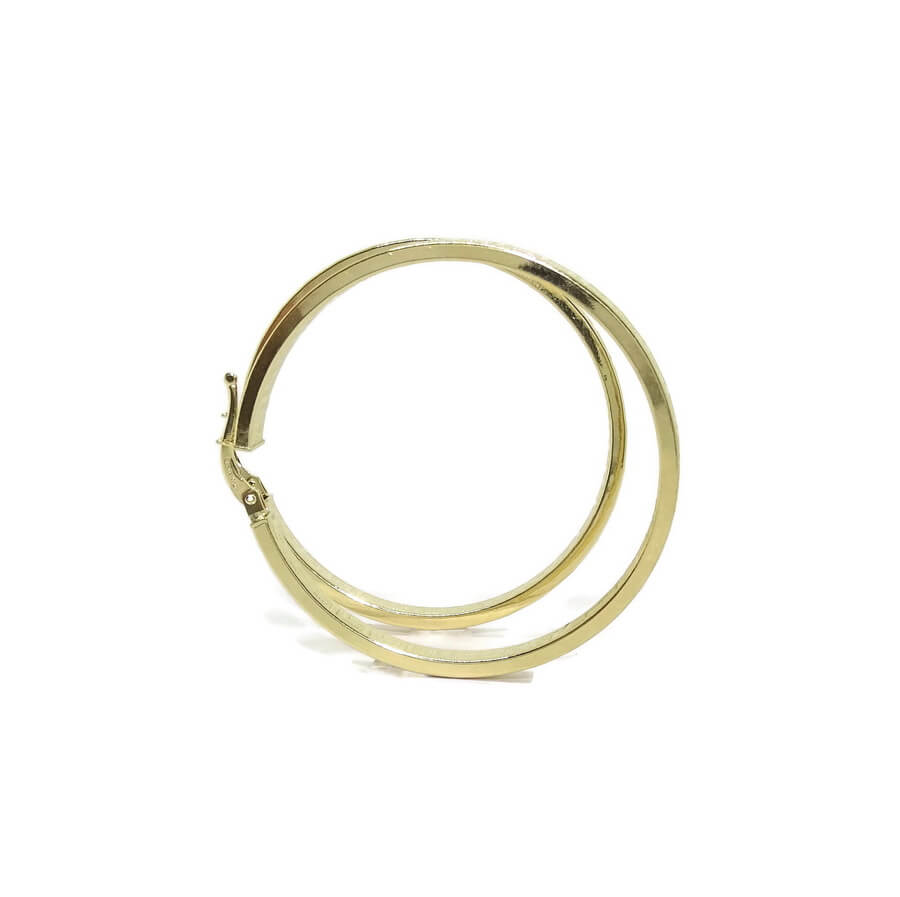 Aros grandes de oro amarillo de 18k con greca, tubo cuadrado de 4mm y 4.40cm de diámetro exterior. 3.80gr - Imagen 4
