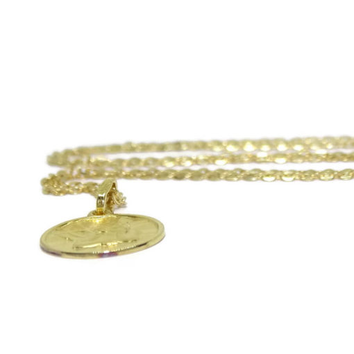 Medalla para bebé con Angelito de 13mm y Cadena Forzada picada de 40cm - Imagen 3