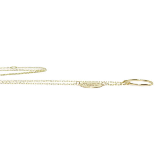 Collar de oro amarillo de 18k con cadena forzada ligera con karma y mamá. - Imagen 6