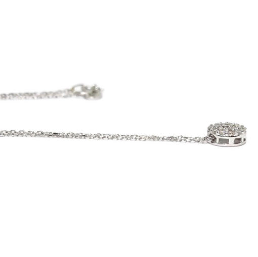 Clásico colgante para mujer de Oro Blanco de 18k con 0.15cts de Diamantes, 7mm de diámetro con Cadena mini forzada de 40cm - Imagen 4