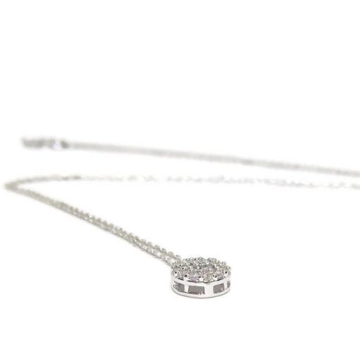 Clásico colgante para mujer de Oro Blanco de 18k con 0.15cts de Diamantes, 7mm de diámetro con Cadena mini forzada de 40cm - Imagen 6