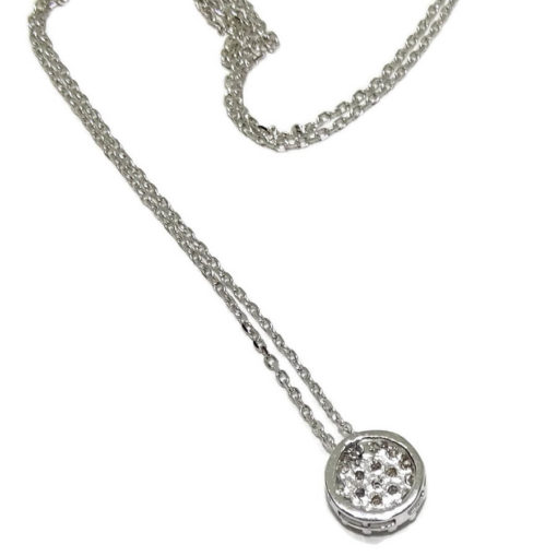 Clásico colgante para mujer de Oro Blanco de 18k con 0.15cts de Diamantes, 7mm de diámetro con Cadena mini forzada de 40cm - Imagen 5